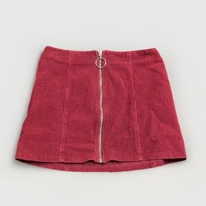 Forever 21 Red Corduroy Mini Skirt with Front Zipper
